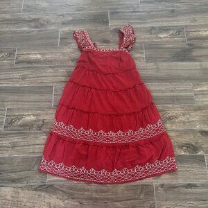 Women’s Knox Rose Tiered Midi Dress Embroidered Red Small